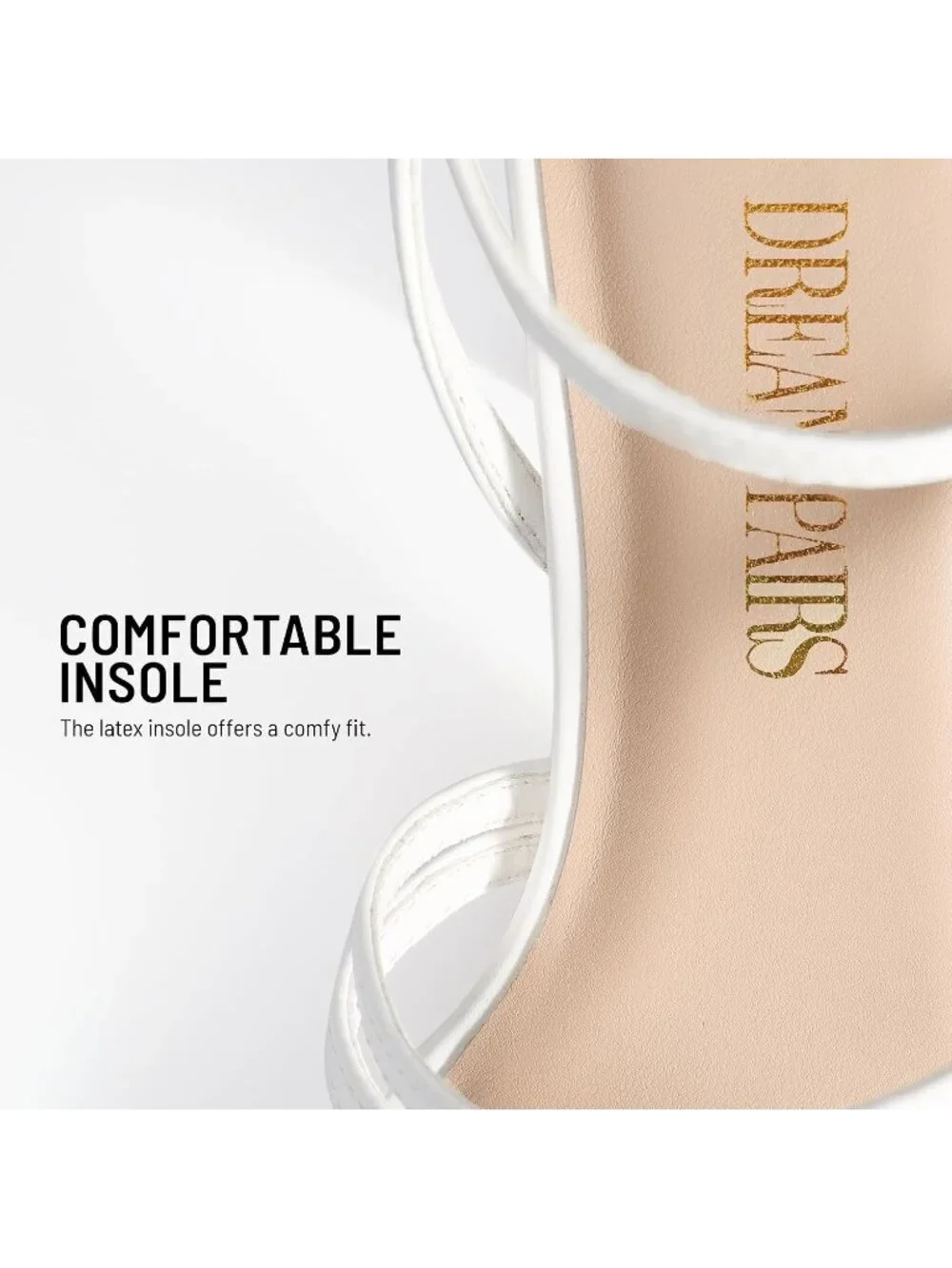 Dream Pairs Women's White Open Toe Sleek Straps Chunky Block Heel Sandals
